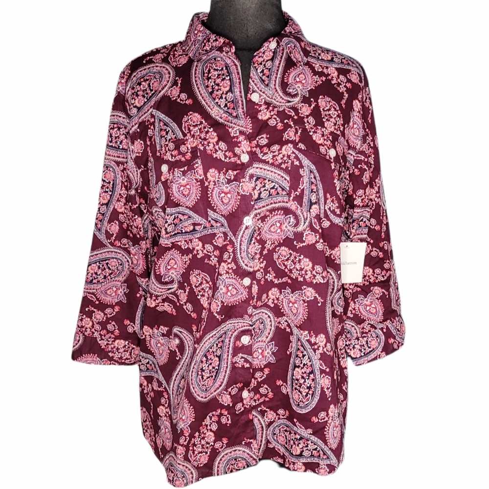 NWT Croft  & Barrow paisley button down shirt